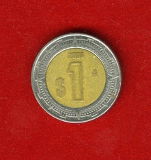 1 песо 2001 года Мексика